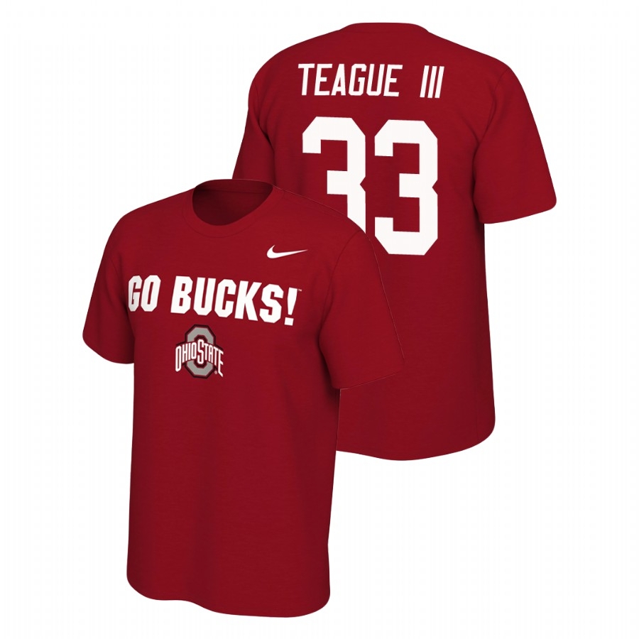 Ohio State Buckeyes Men's NCAA Master Teague III #33 Scarlet Nike Mantra College Football T-Shirt TJH0249XD